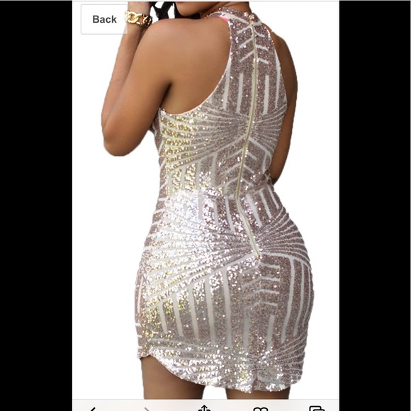 Gold Sequin Detail Halter Mini - Picture 3 of 8